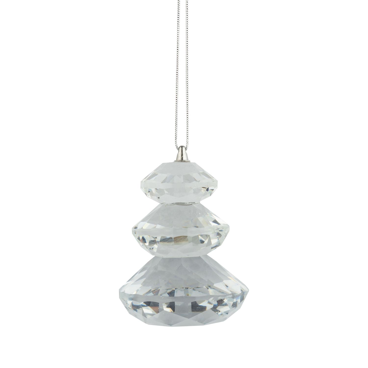 Solid glass mini tree ornament, clear, 2.35 in  12