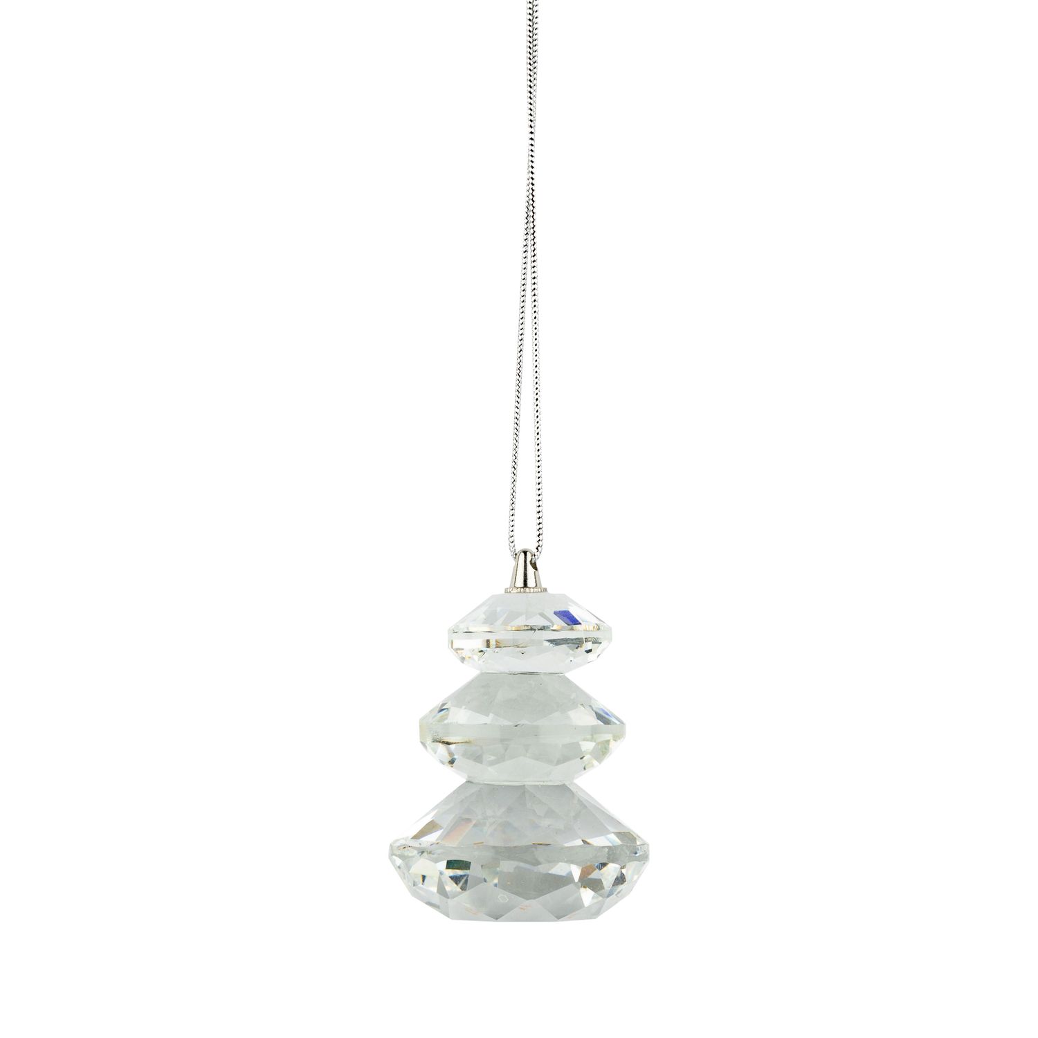 Solid glass mini tree ornament, clear 1.85 in  24