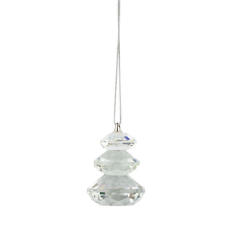 Solid glass mini tree ornament, clear 1.85 in  24