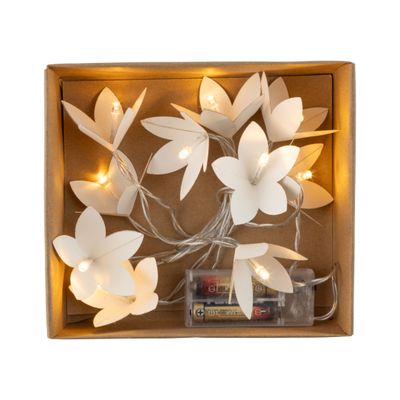 White paper flower LED garland, 63 in  6