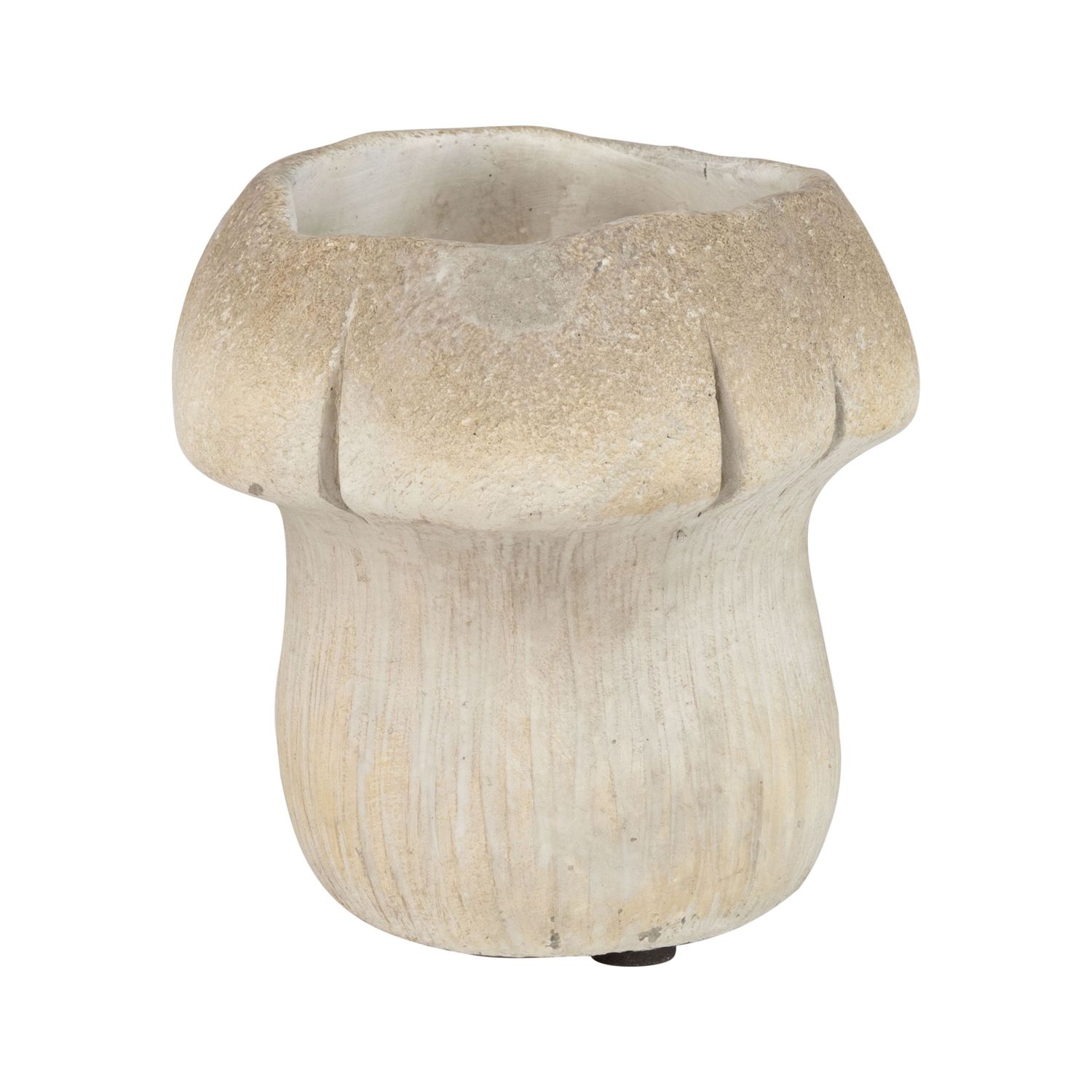 Molded cement mushroom pot cover, light antique finish, 5 in  2       