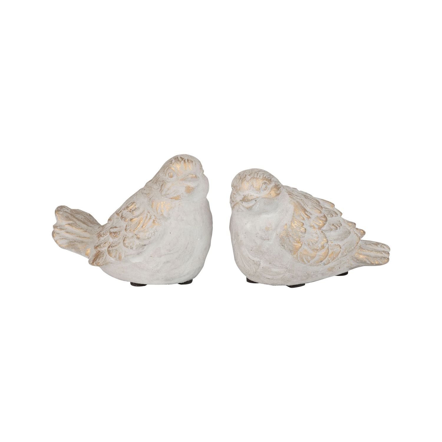 2 Asst&#39;d molded cement bird table pieces, light gold wash, 5 in  6       