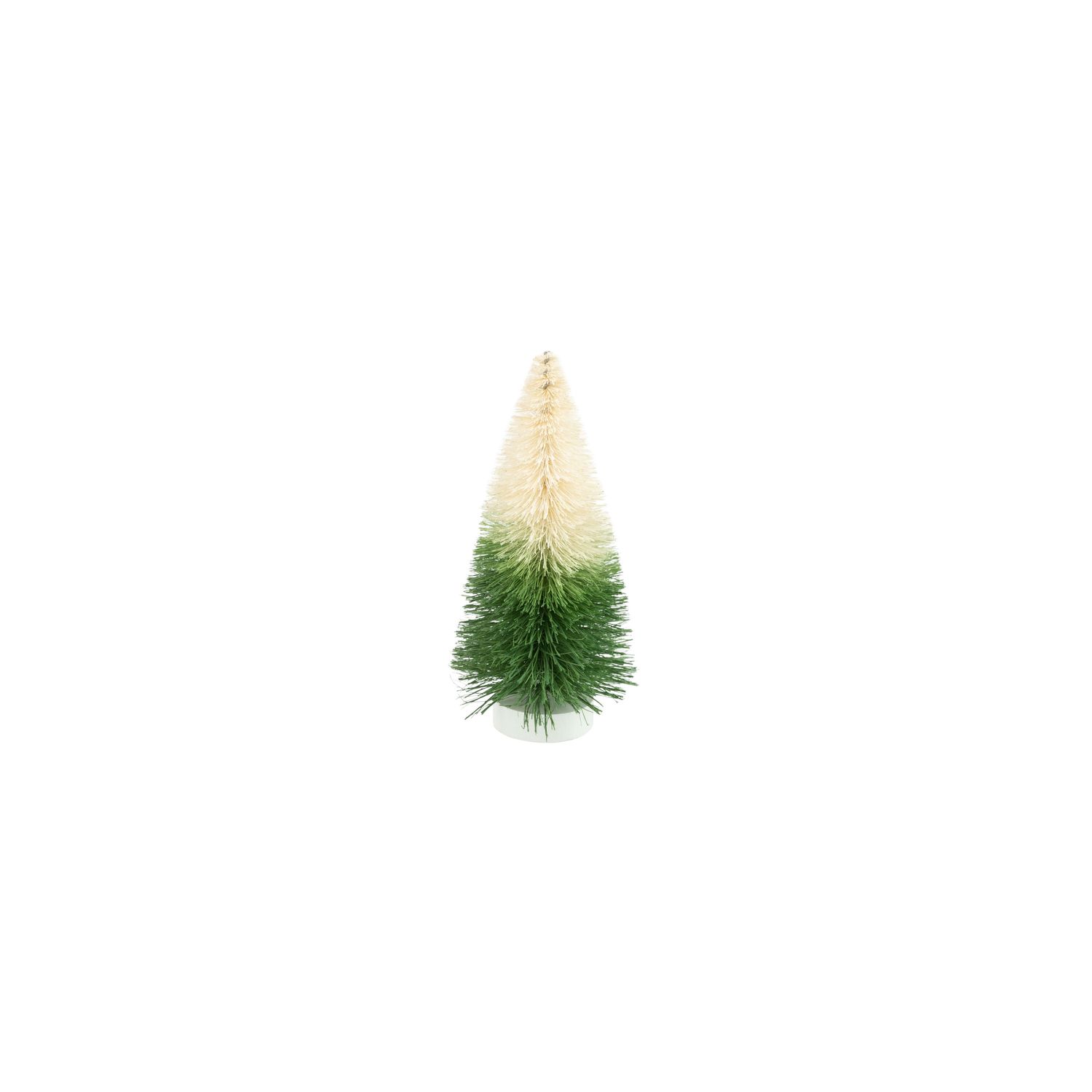 Ombre bristle tree, off-white to green, wood base, 6 in  8