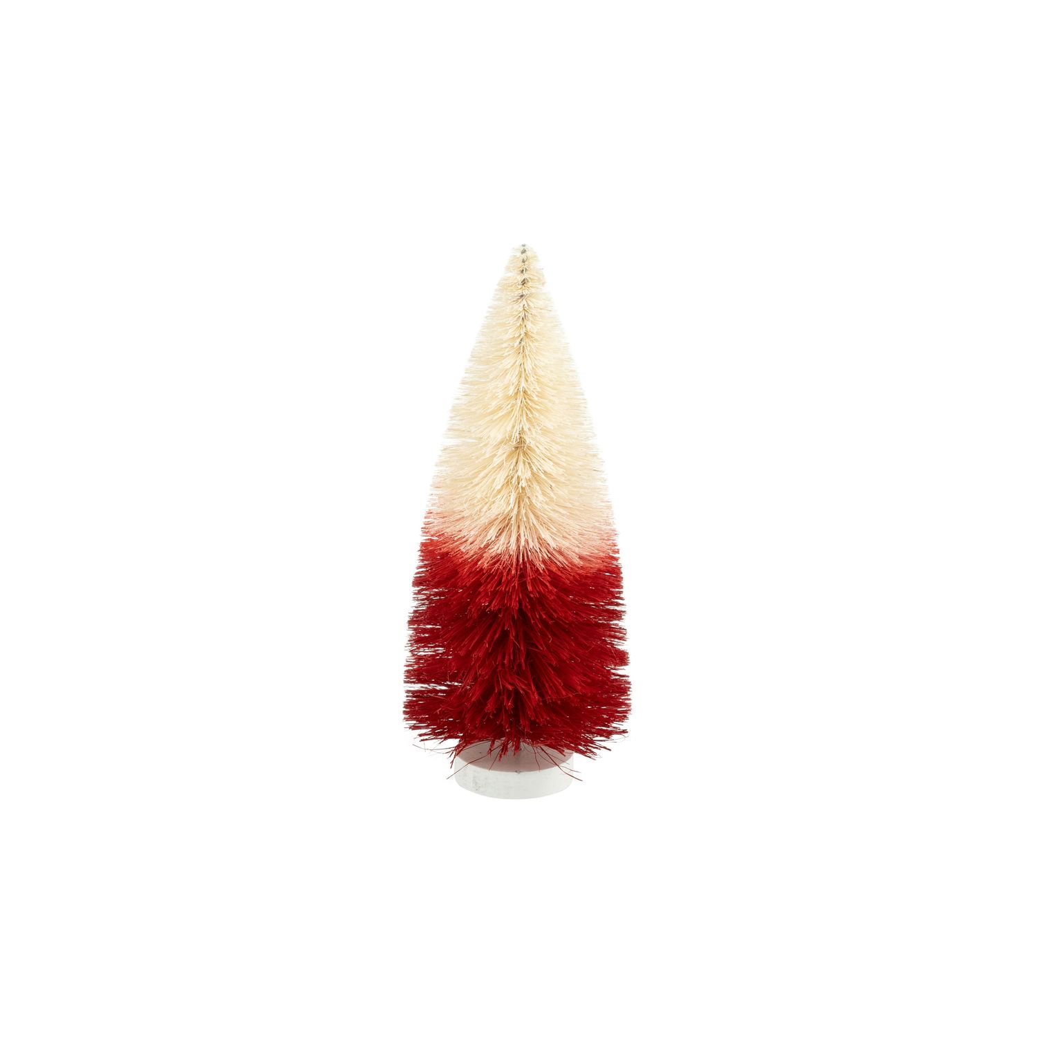 Ombre bristle tree, off-white to red, wood base, 9 in  6