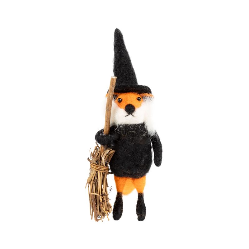 Felt fox in witch costume ornament, 6.5 in  6      