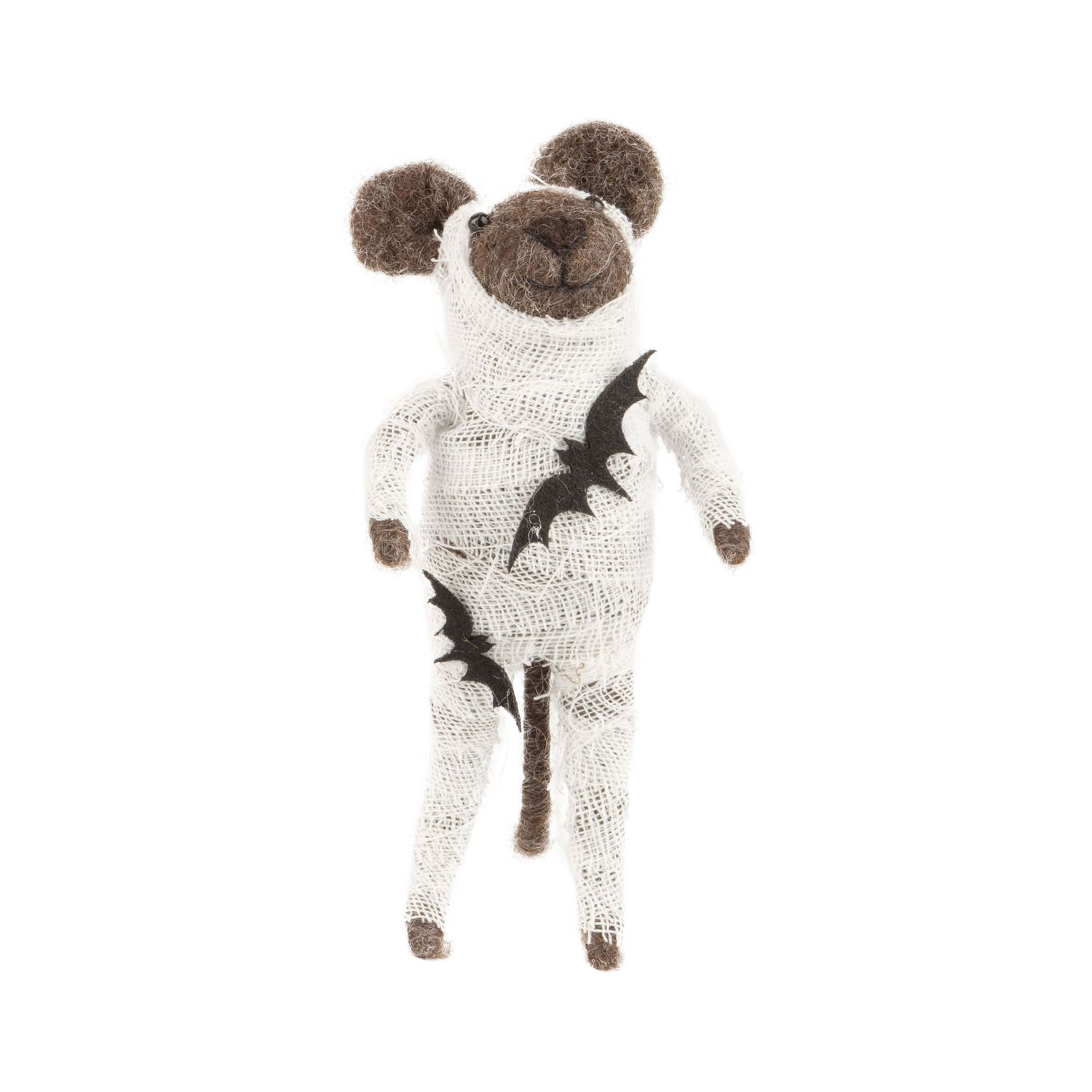 Grey felt mouse in mummy outfit ornament, 5.5 in  6      