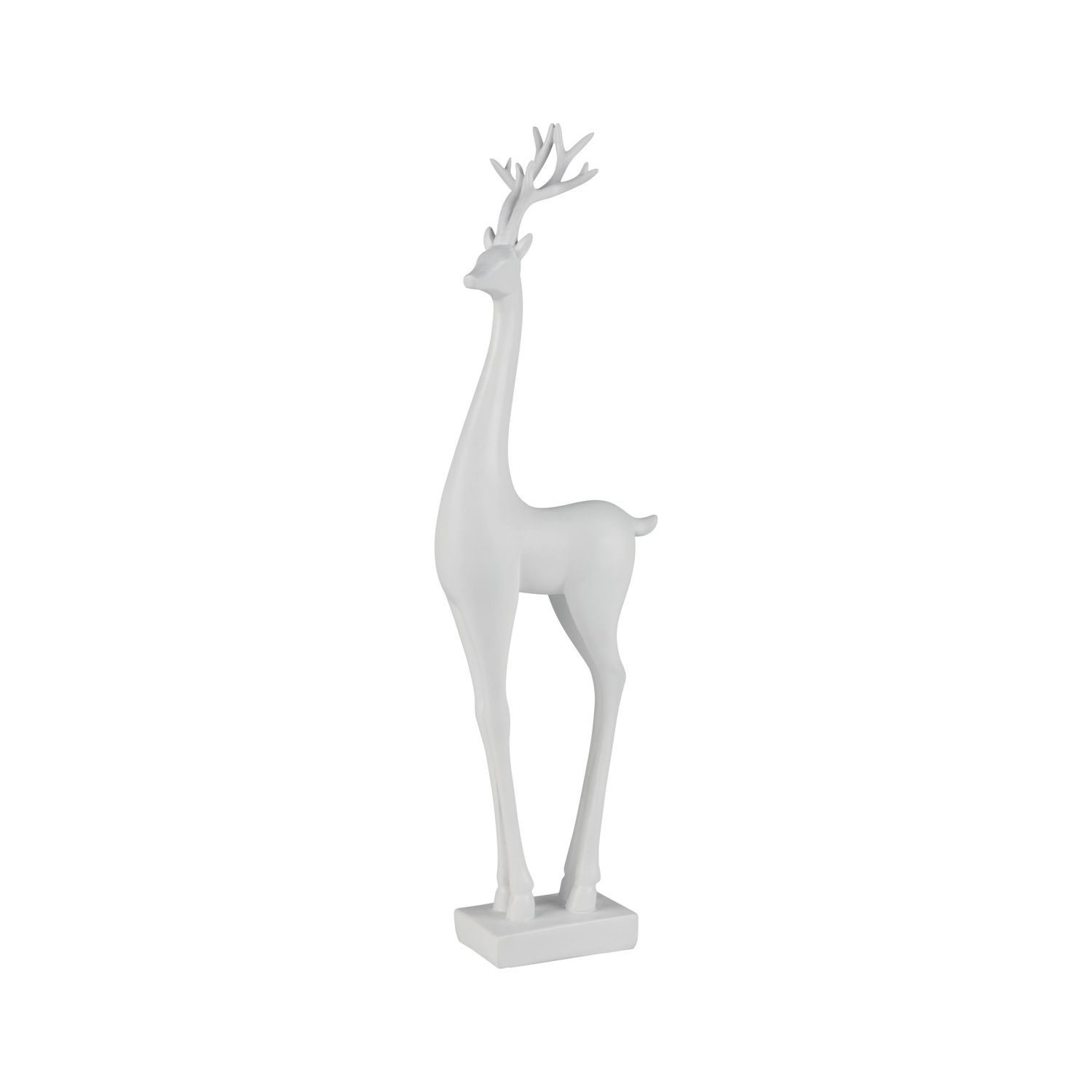 Matte white finish resin reindeer table piece, 17 in  2