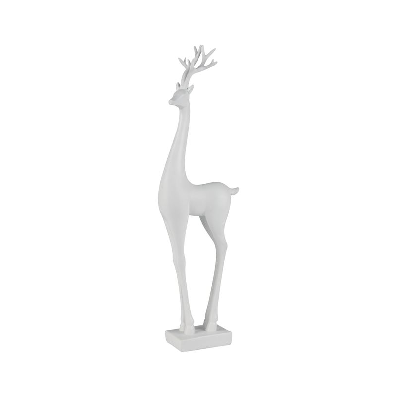 Matte white finish resin reindeer table piece, 17 in  2