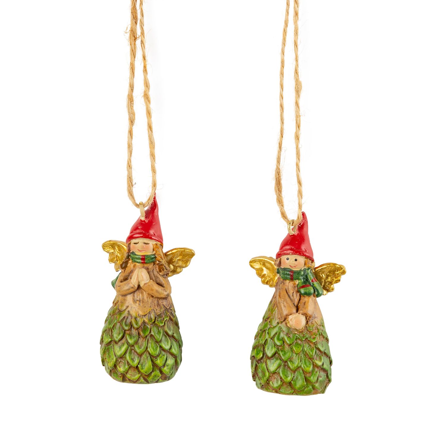 2 Asst&#39;d painted resin mini angel in tree dress ornaments, 2.2 in  24