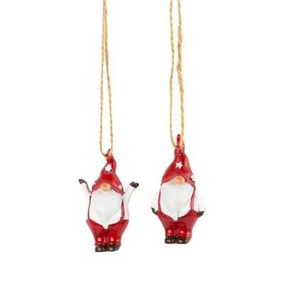 2 Asst&#39;d mini gnome in suspender ornaments, 2.2 in  24