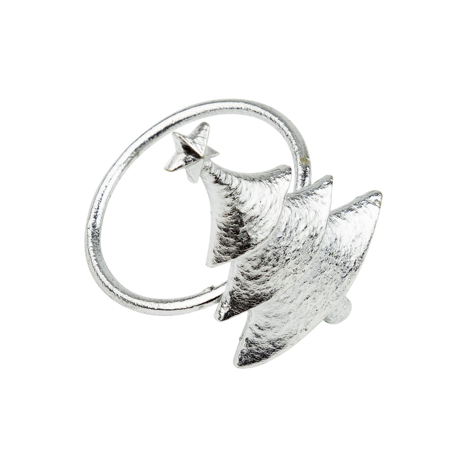 Silver metal Christmas tree napkin holder, 2.3 in  12