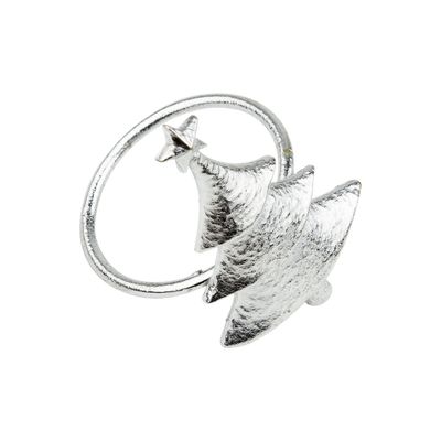Silver metal Christmas tree napkin holder, 2.3 in  12
