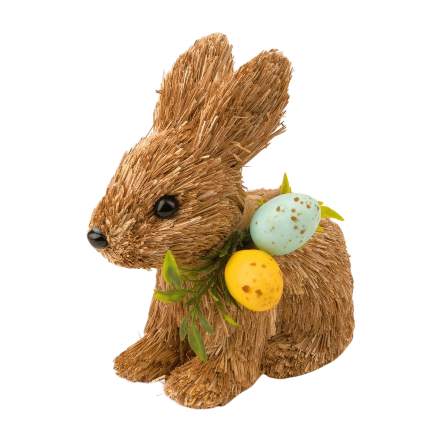 Natural grass covered table piece, natural color with pastel egg collar, 8 in  8