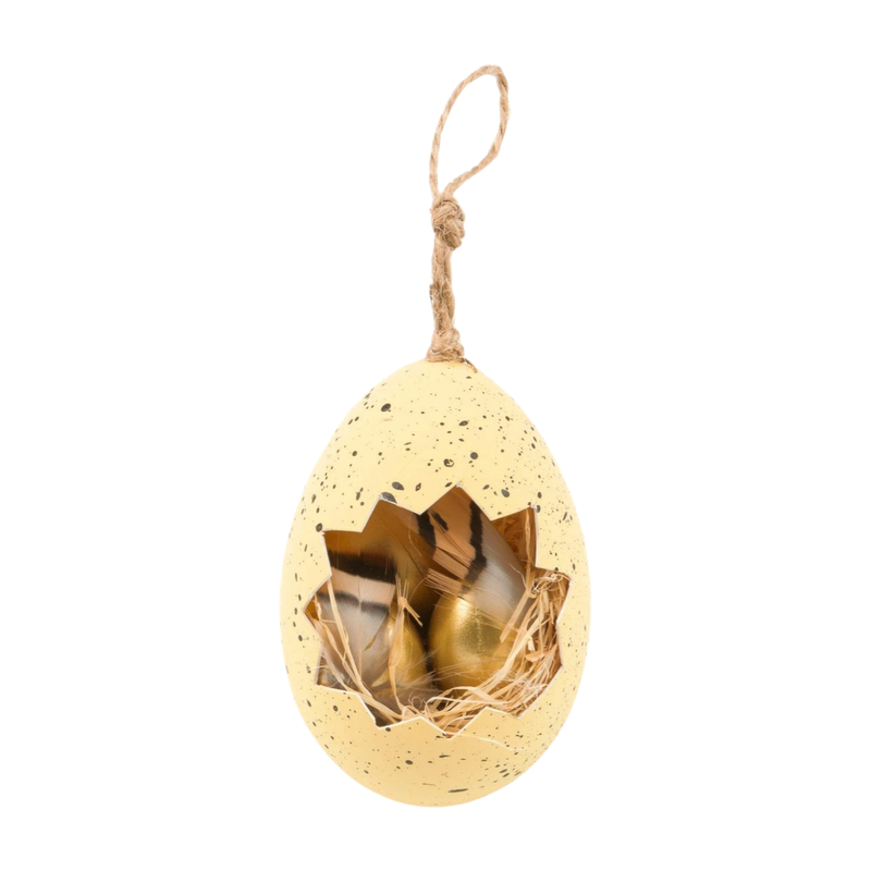 Cut out egg ornament with 2 golden eggs in nest, plastic, 3 in  12       