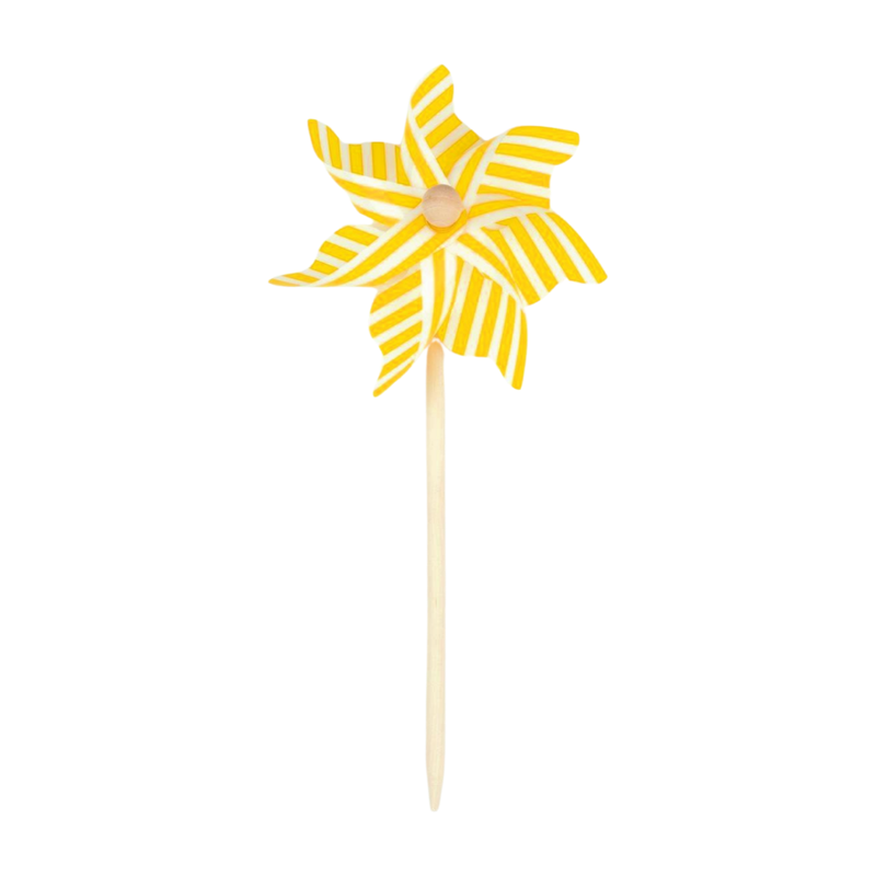 Yellow stripe pinwheel on wood pole, 12 in  12       