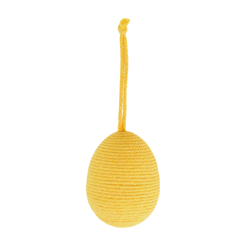 Pale yellow cord egg ornament, 3.5 in  18       
