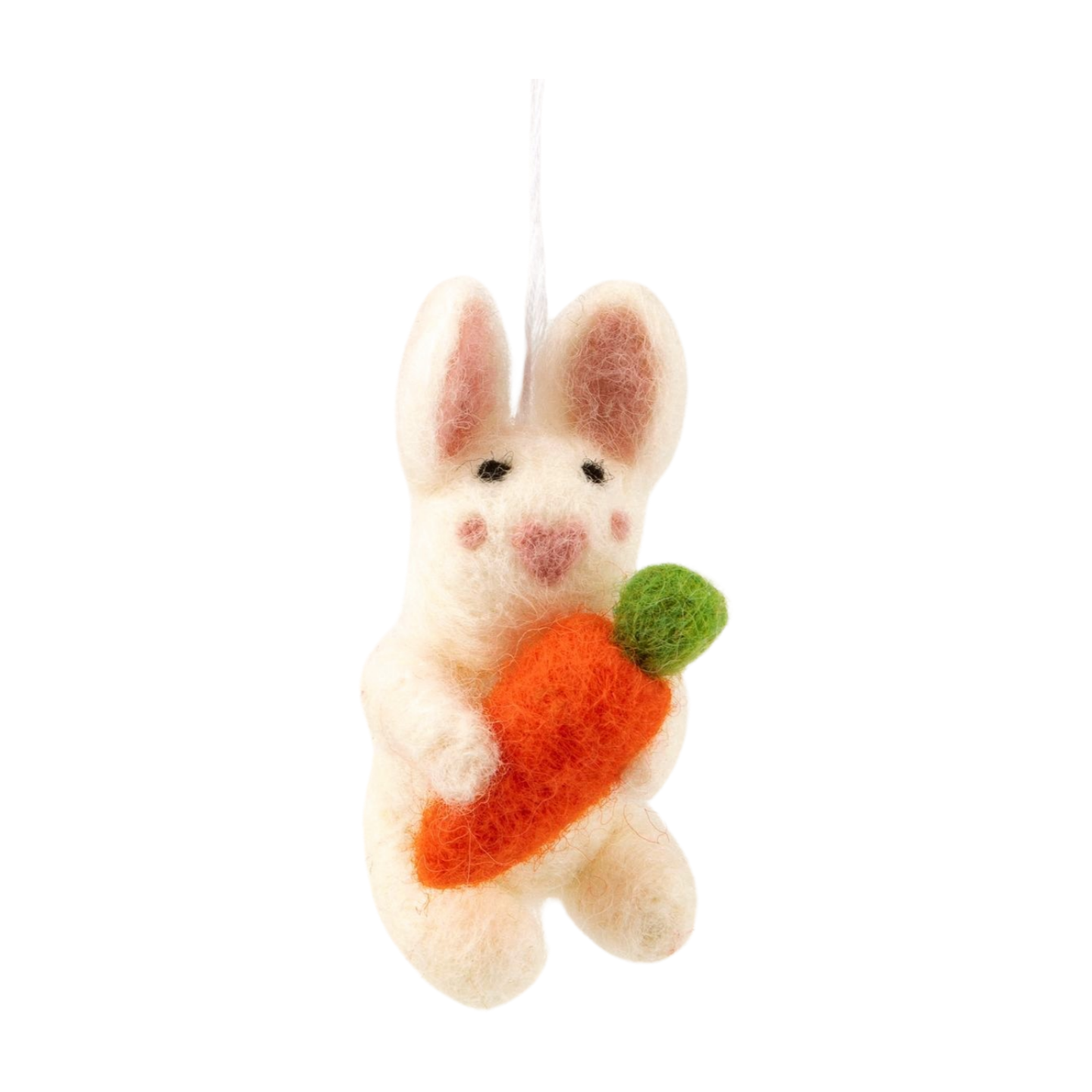 Felt bunny with carrot ornament, 2.75 in  12       