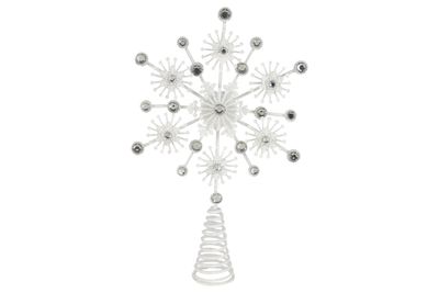 Starburst tree top, white and silver, 7.5 in  6