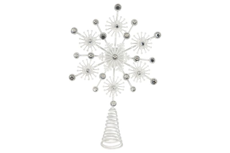 Starburst tree top, white and silver, 7.5 in  6