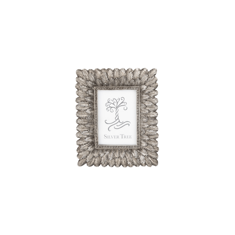 Feather motif mini picture frame, silver finish fits 2.5x3.5 in photo  6           