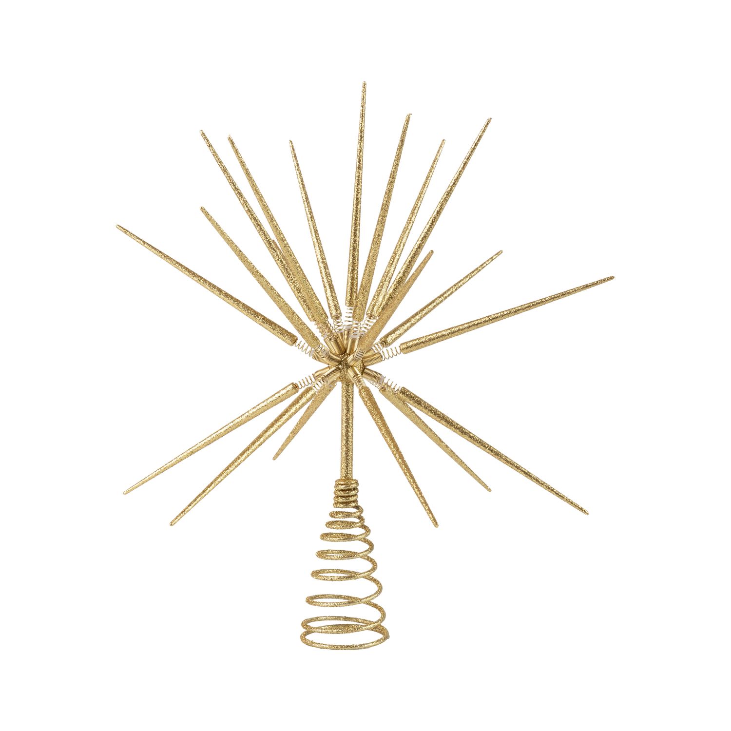 Wire collapsible tree topper, gold glitter on acrylic spikes, 13 in  6