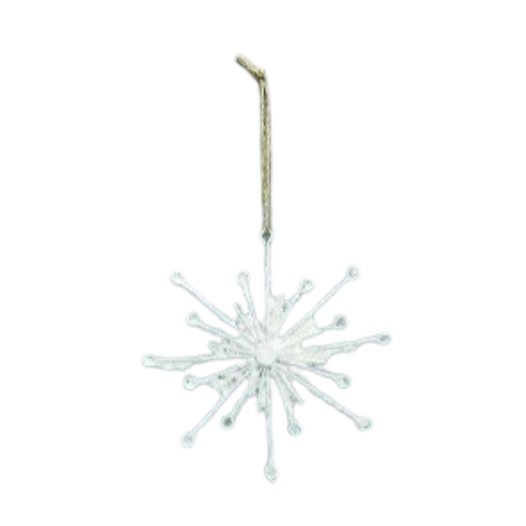 White paper covered wire snowflake ornament 6.2 in  12
