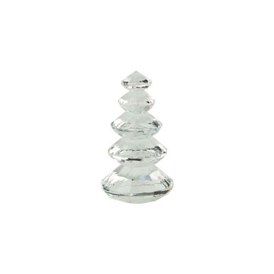 Solid cut Glass tiered tree, clear, 4.5 in  6