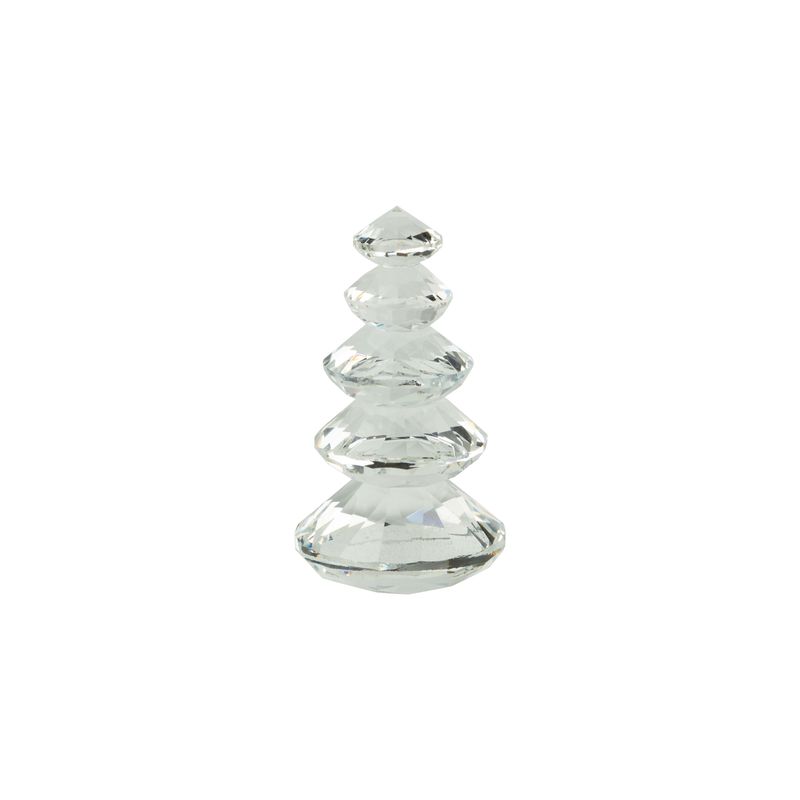 Solid cut Glass tiered tree, clear, 4.5 in  6