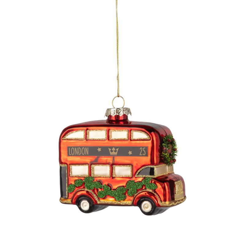 Glass London double decker bus orn, 4.5 in  6