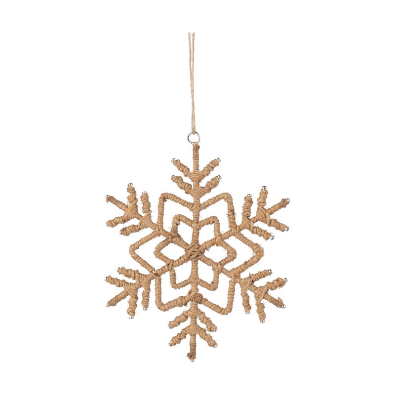 Jute snowflake ornament, natural 5 in  12