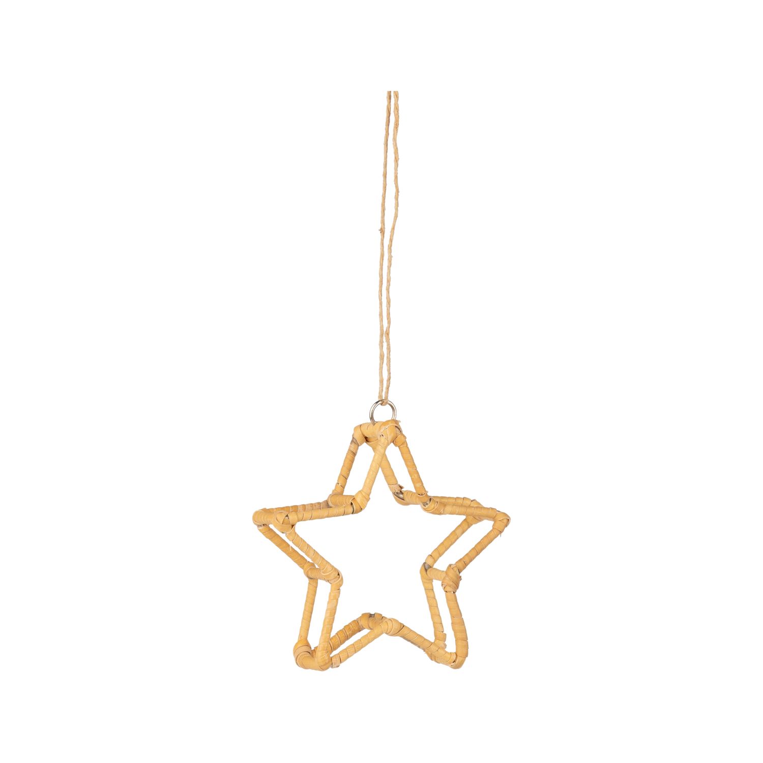 Rattan star ornament, natural, 3 in  12