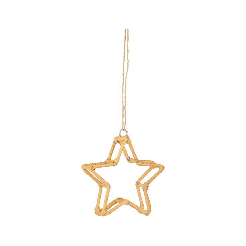 Rattan star ornament, natural, 3 in  12