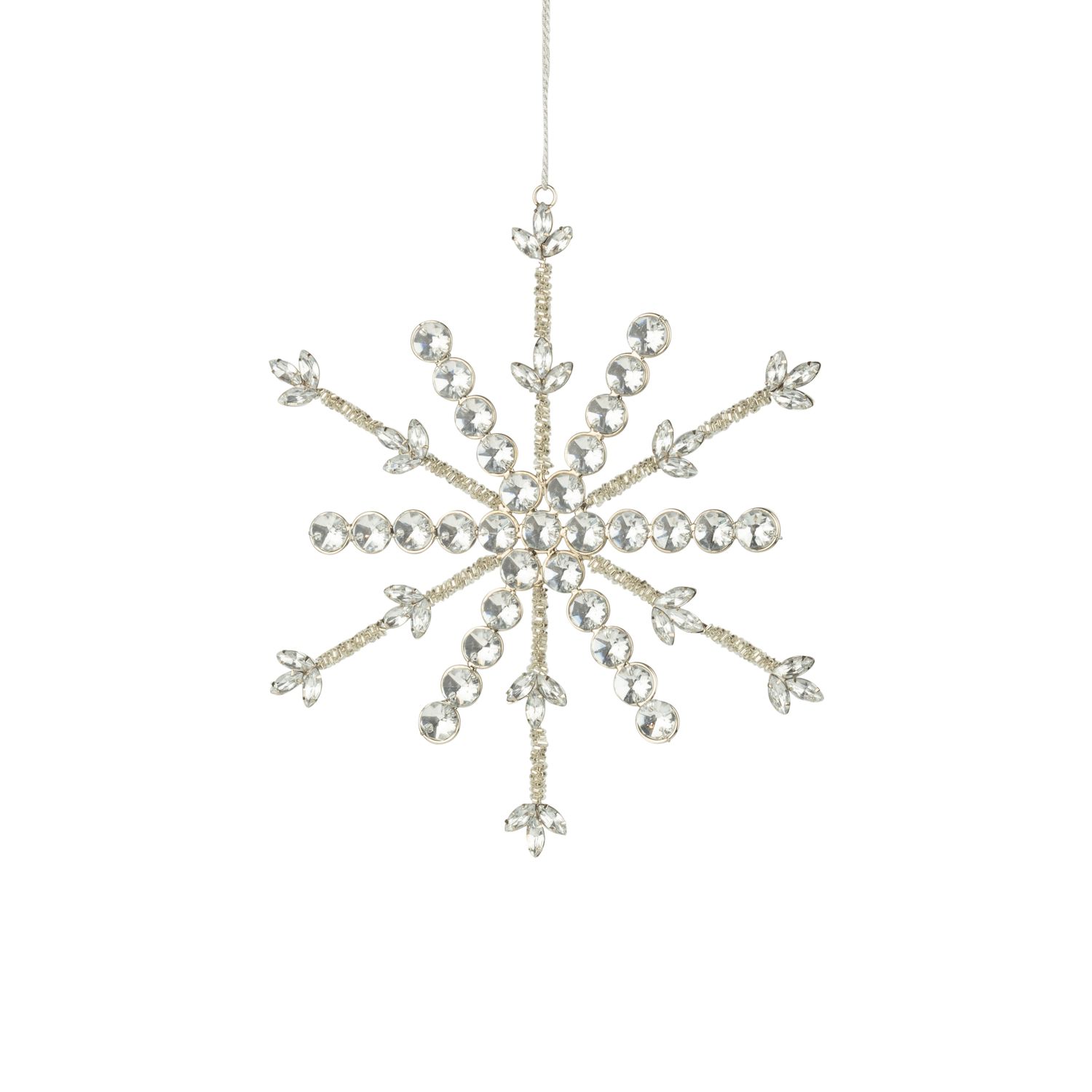 Glass bead oversized snowflake on silver metal setting , 9.5 in  6