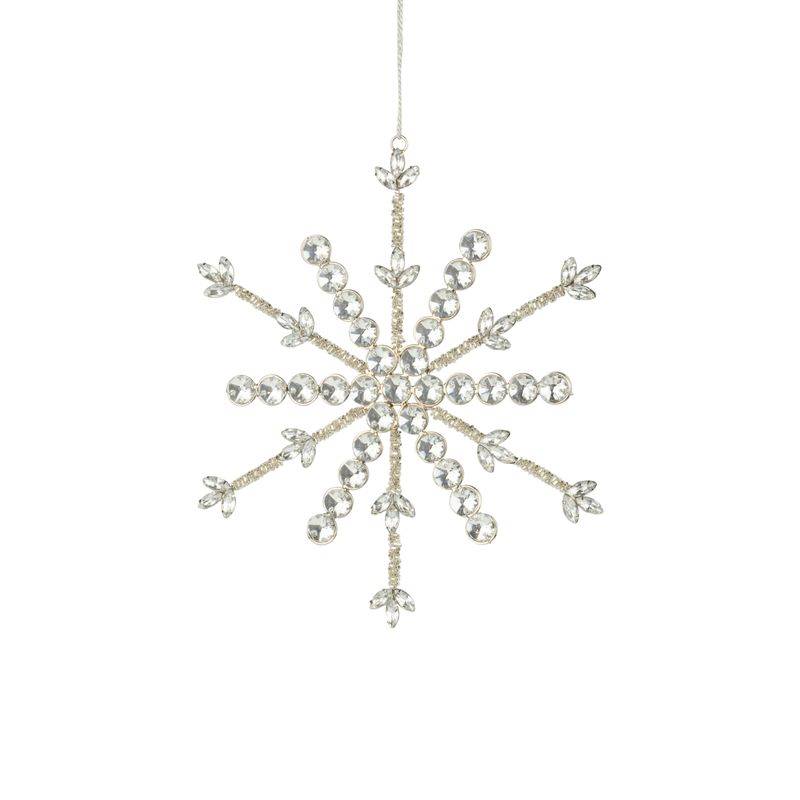 Glass bead oversized snowflake on silver metal setting , 9.5 in  6