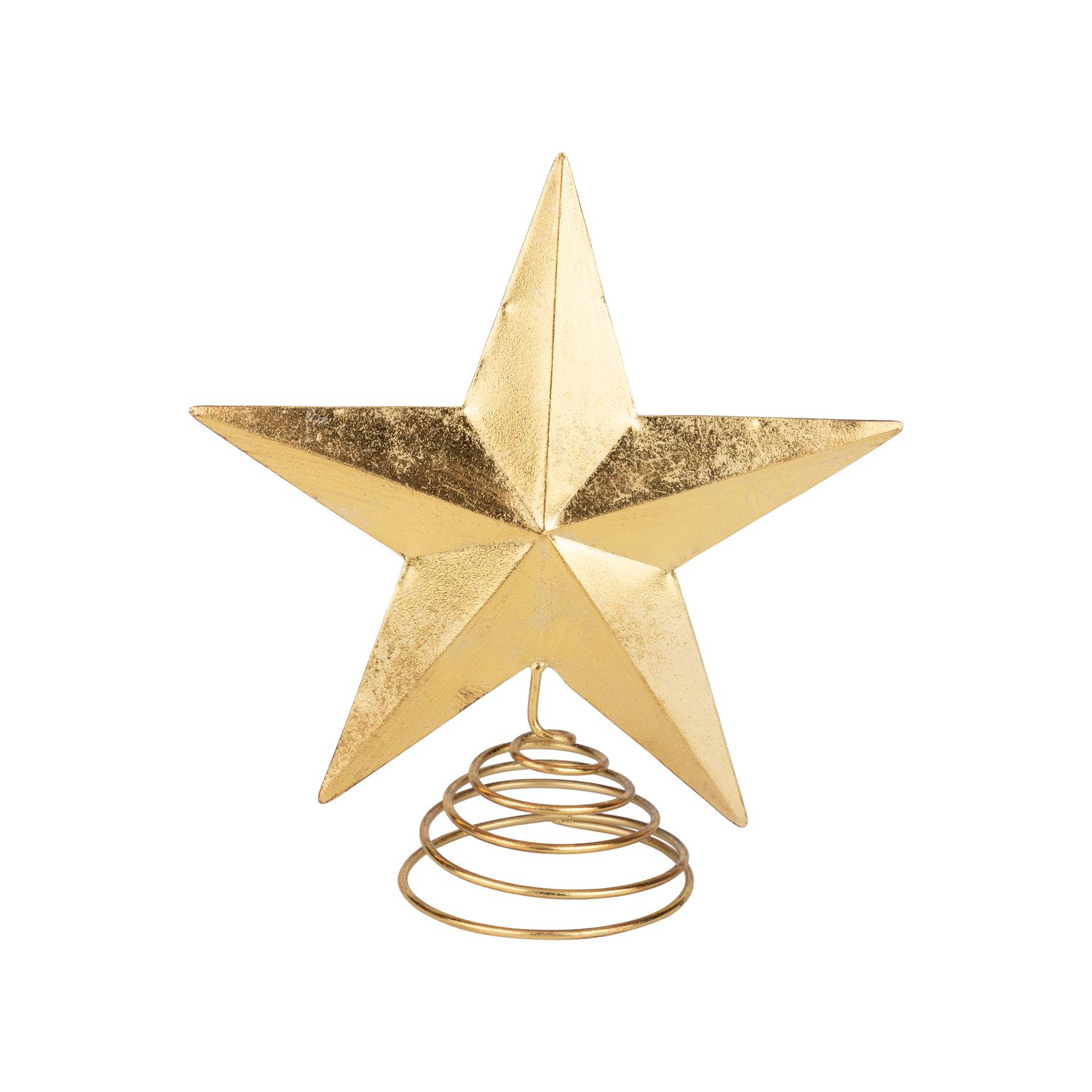 Metal 5 point star tree topper, antique gold, 12 in  4
