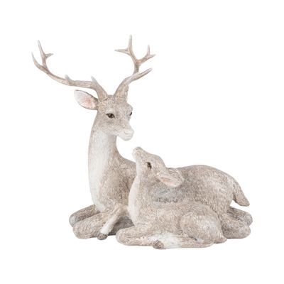 Resin stag and fawn table piece, 7 in  2