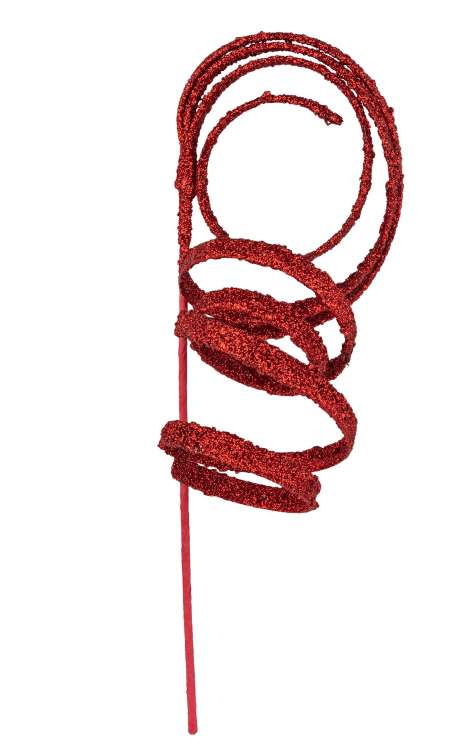 Red glitter spiral extendable pick on solid red paper stem, 23 in  24
