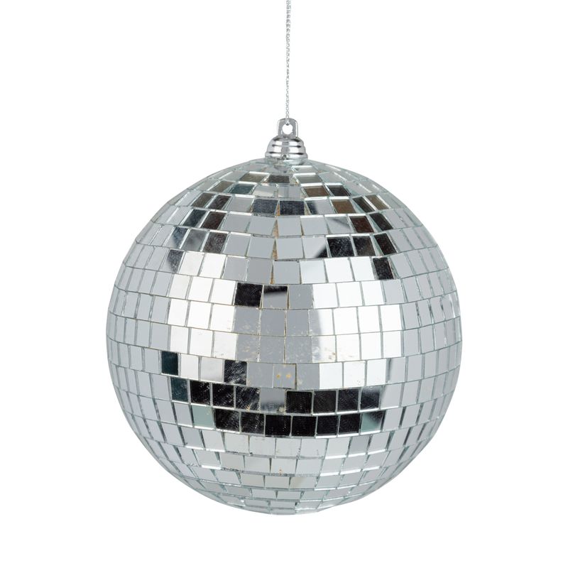 Glass mirror ball ornament, silver, 120mm/5.5 in  12