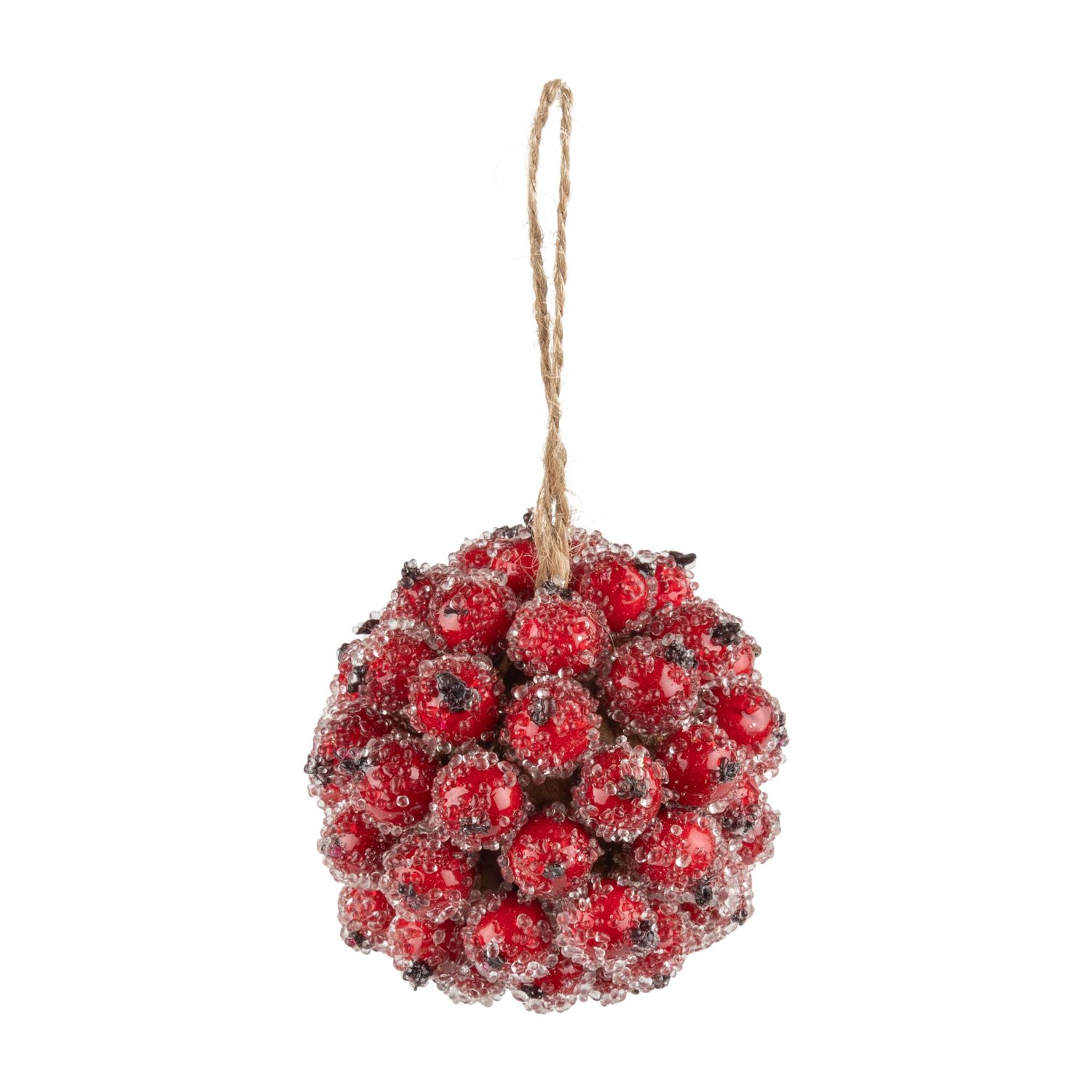 Cranberry kissing ball ornament, frosted red cranberry cluster, 3 in  12