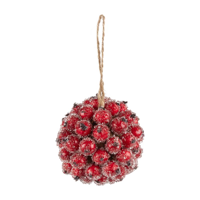 Cranberry kissing ball ornament, frosted red cranberry cluster, 3 in  12