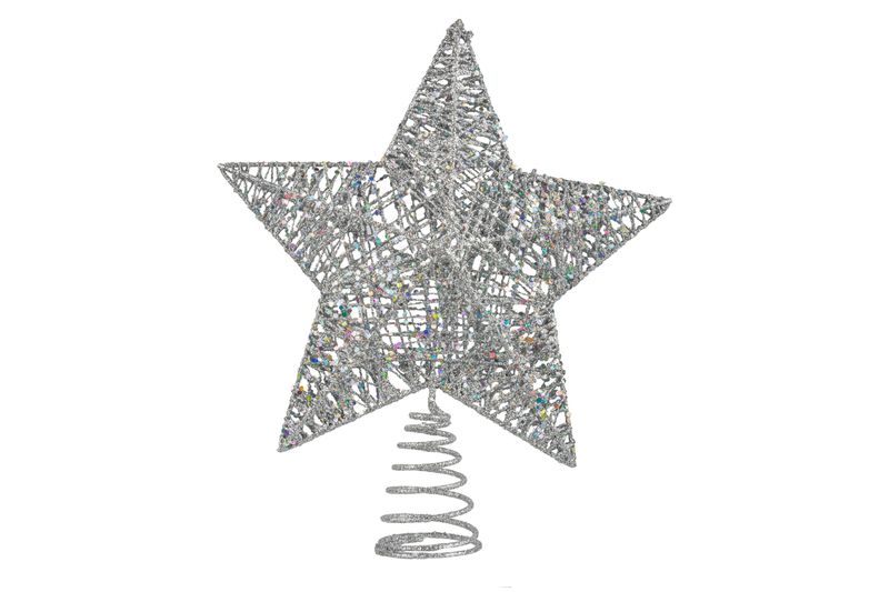 Wire star tree topper, silver, 7 in  6