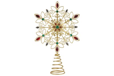 Wire starburst tree top, red and green gems, 14 in  6