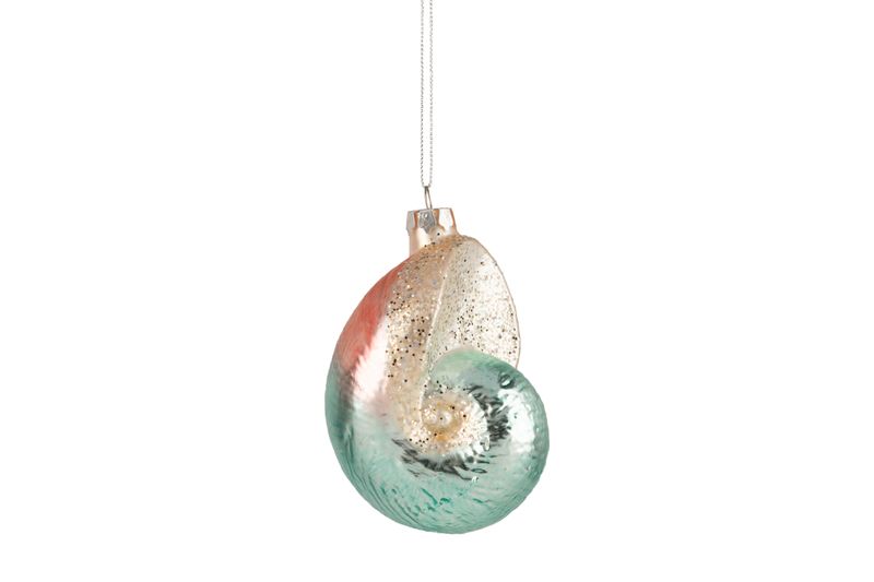 Glass pastel nautilus seashell ornament, 2.75 in  6