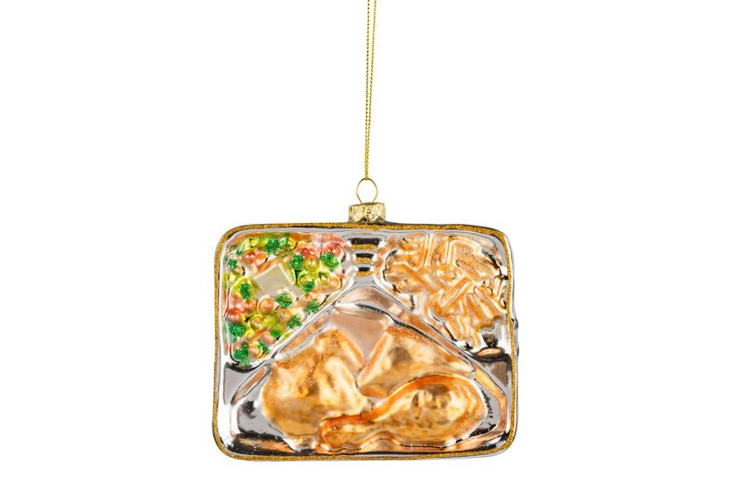 Glass TV dinner ornament, 4.5 in  6