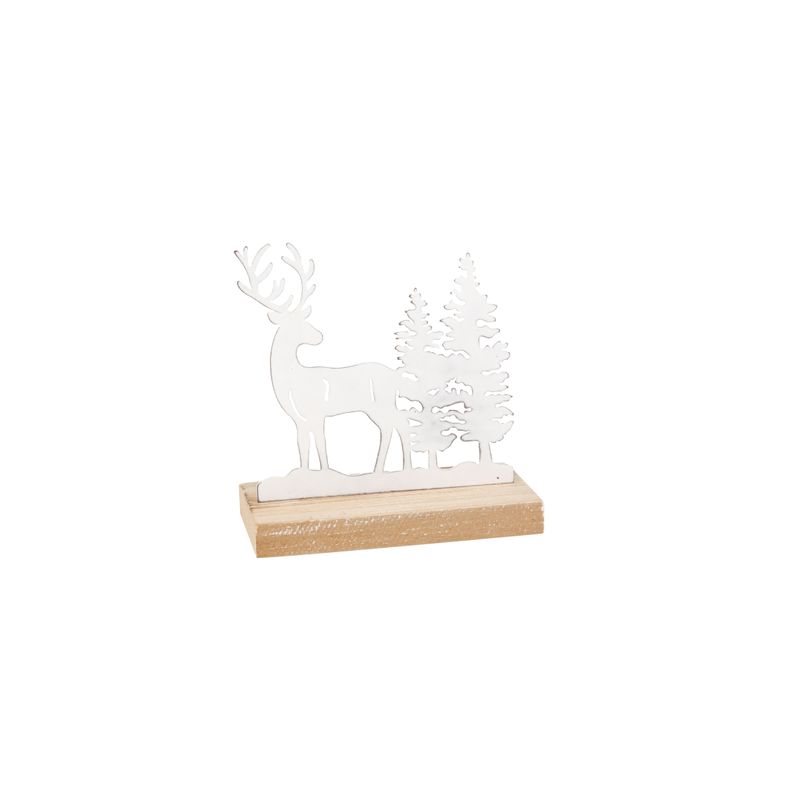 Wood and metal stag table piece, antique white, 5.5 in  6