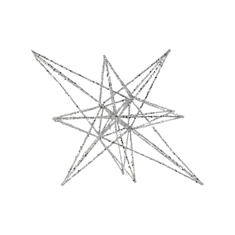 Wire Moravian tree ornament, silver glitter on wire base, 12 in  6