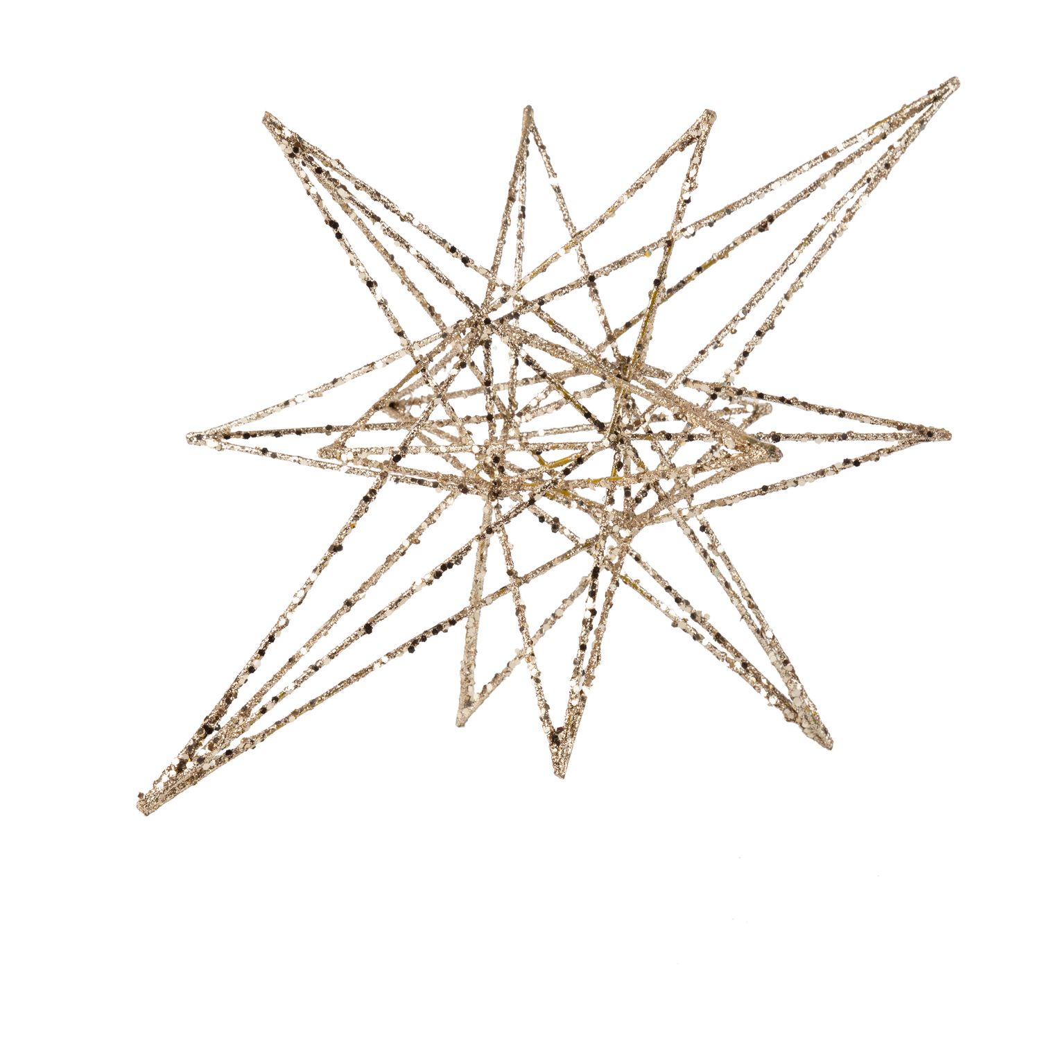 Wire Moravian tree ornament, champagne gold glitter on wire base, 12 in  6 -Z08 -25NP -S04/25