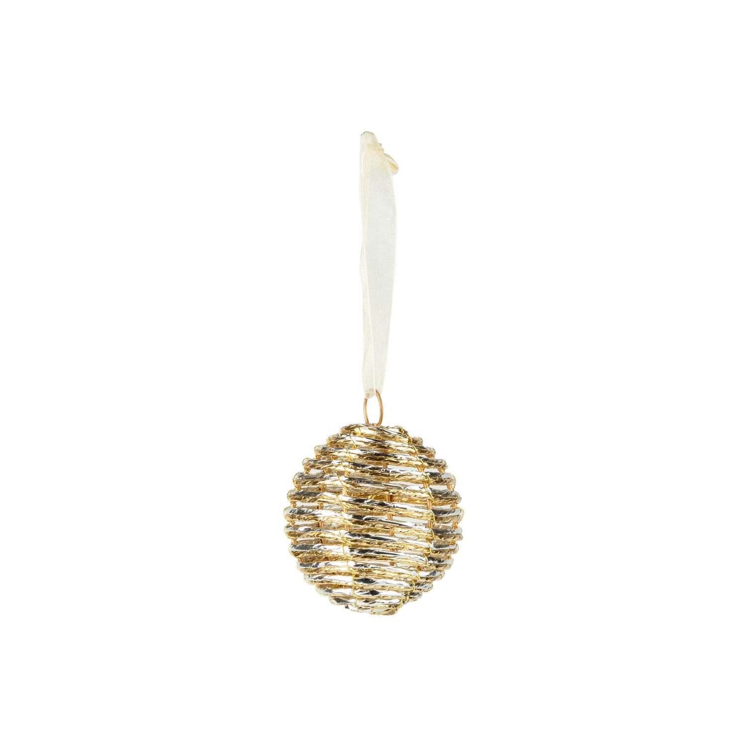 Paper ball ornament, metallic gold and silver paper wrapped on wire ball, 80mm/3 in  12