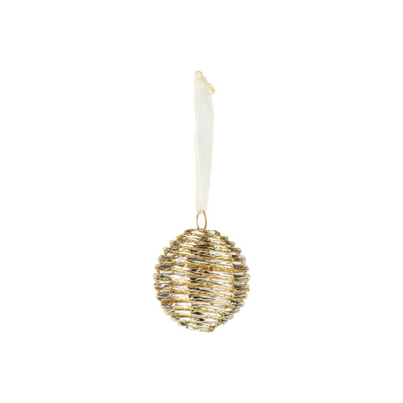 Paper ball ornament, metallic gold and silver paper wrapped on wire ball, 80mm/3 in  12