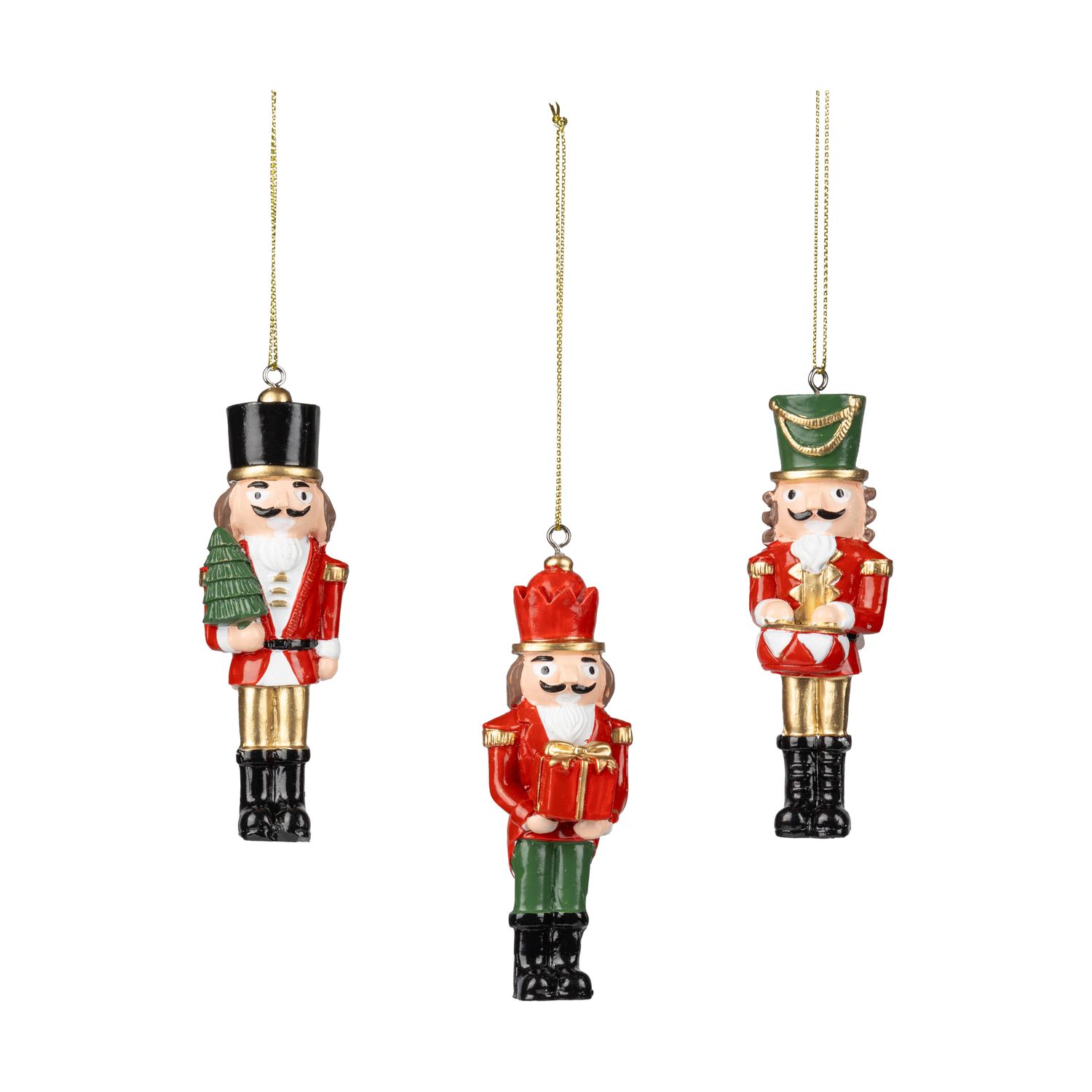 3 Asst&#39;d painted resin nutcracker ornaments, 3 in  24